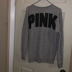 PINK grey sweater w/zippers on sides